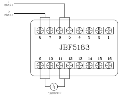 JBF5016氣體滅火控制器控制氣溶膠氣滅裝置接線